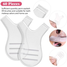 Maitys 60 Piezas Cepillo Elevador de Pestañas con Peine Acrílico para Permanente de Pestañas Suministros de Herramientas de Belleza de Maquillaje para Extensión Color Transparente