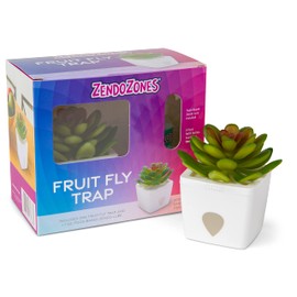 ZendoZones Fruit Fly Trap with Zendo Lure, Mellow Molly with Plastic White Base, Refillable and Reusable