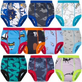 BIG ELEPHANT 10-Packs Training Underwear Absorbent Unisex Toddler Potty Trained Pants, 100% Cotton,5-6Y