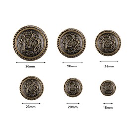 12PCS Antique Bronze Pattern Engraved Metal Buttons for Blazer Coat Suit 25mm