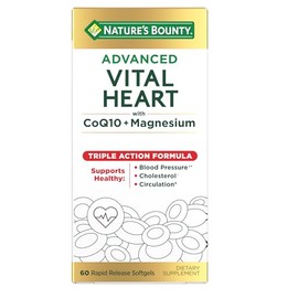 Nature’s Bounty Advanced Vital Heart con CoQ10 + Magnesio, Antioxidante, Apoya la Presión Sanguínea Saludable, Colesterol, Circulación, Fórmula de Tri