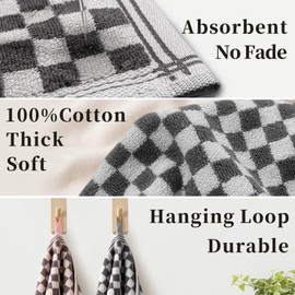 VOOVA & MOVAS Checkered Hand Towels, 100% Cotton, 14x29 in, 4 Pack