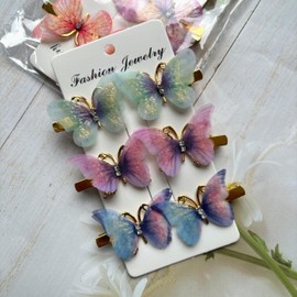 Spring Hair Clips for Women Pink Blue Purple Butterflies Clips for Hair Colorful Butterfly Designs Gold Hair Claws Spring Claw Clips for Women Large Hair Claw Clip Hair Clip for Thin Hair