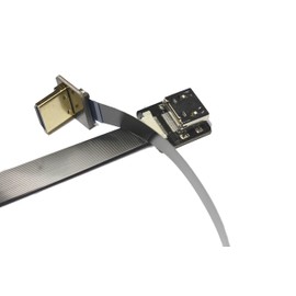 Permanent Flat Slim Thin HDMI FFC FPV HDMI Cable Standard HDMI Female plug to Standard HDMI male 90 degree compatible with RED blackmagic BMCC SONY FS7 Canon C300 Black 50CM