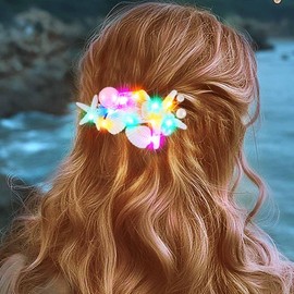 BARTOSI Light Up Mermaid Hair Clips LED Starfish Hair Barrettes Beach Costume Hair Accessories for Women and Girls