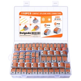 Delgada 110pcs Lever Wire Nut Connectors - Assortaed Pack with 2/3 Port Compact Quick Splicing Electrical Wire Connectors for Stranded, Solid, and Flexible Wires