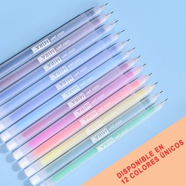 HAKUKU Color de La Pluma de Gel de 12 Colores, Pluma de Gel de Escritura de Punta Fina de 0,5 mm, Adecuada para Pintar, Arte