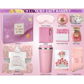 Birthday Gifts for Women Self Care Gifts Get Well Soon Gifts Basket, Gift Baskets for Women Care Package Relaxing Spa Gifts Thinking of You Gifts Her Fantasy Box for Mom Her Friend Sister Wife (Pink)