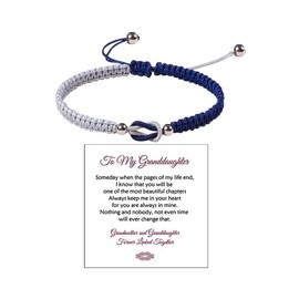 DivaGlamz To My Granddaughter-Infinity Forever Love Heart Bracelet, Natural Emperor Stone Double Layer Purple Beaded Woven Wrap Bracelets Adjustable Mind Peace Gift Jewelry (Navy Blue)