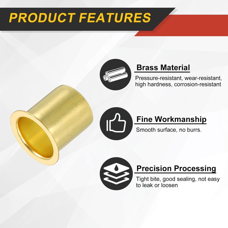 sourcing map 5Pcs Fit for 14mm(9/16") Tube ID Brass Compression