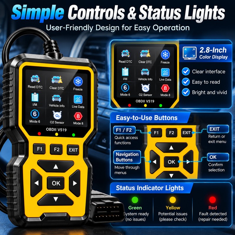 OBD2 Diagnostic Scanner for Vehicle Troubleshooting – Engine Code Reader