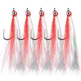 Clouser Minnow Fishing Flies Streamer Fly Fishing Lure Saltwater Striped Bass Flies Fishing Bucktail Teaser Hook Lures for Flounder Saltwater Freshwater Fishing