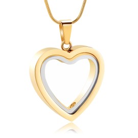 Cremation Jewelry Glass Heart Urn Necklace for Ashes Memorial Lockets for Ashes Stainless Steel Keepsake Urn Ashes Pendants
