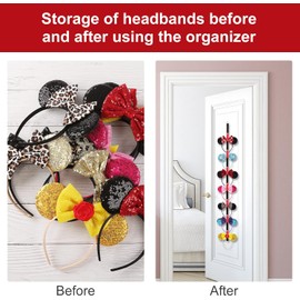 Nuolich 4Pcs Mouse Ears Headband Holder Polka Dot Vertical Organizer Hanging Wall Display Decor Hair Accessories Holder