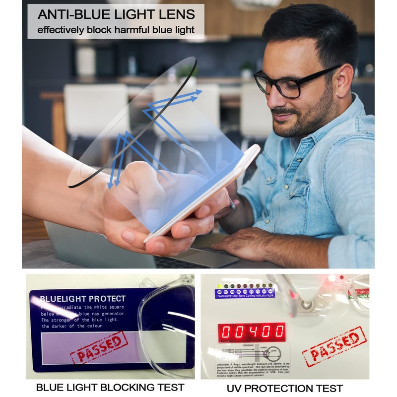 WEMOOTANTS Large Bifocal Reading Glasses 1.25 for Men Blue Light