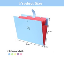 5 Packs Expanding File Folders, A4 Size Accordion Document Organizer with 5-Pocket, File Folder Organizer with Snap Button, Expandable File Jackets for School Office Business