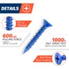 SANJODS 3/16" x 1-1/4" Concrete Screw Anchor, Blue Flat Head