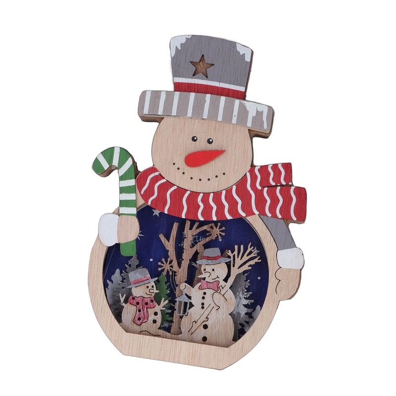 Luminous Christmas Ornament LED Light Emitting Wooden Christmas Decorations Ornaments