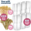 CUSINIUM [50 Cups + 200 Picks] 5.75oz Rounded Plastic Cups