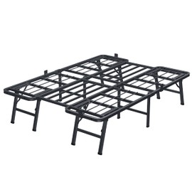 VIPSHOW 14 Inch Full Metal Bed Frame Folding Bed Frame Tool-Free Assembly Mattress Foundation No Box Spring Needed Platform 2500lbs Heavy Duty Steel Slats, Noise-Free, Easy Assembly, Black