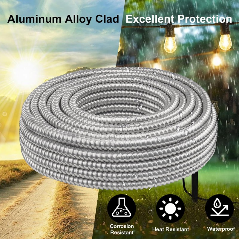 8/2 Metal Clad (MC) Cable with Ground 10ft, 8 Gauge