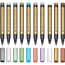 Marcador Metálico 10 Piezas, Plumones Metalicos, Rotuladores de Pintura Acrilica. Rotuladores de Pintura de Alta Calidad, Bolígrafo De Metal, Punta Mediana 2.0mm, Colores Surtidos