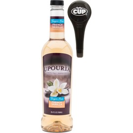 Upouria Coffee Syrup - Sugar Free French Vanilla Flavoring, 100% Gluten Free, Vegan, and Non Dairy 750 mL Bottle - Coffee Syrup Pump Included