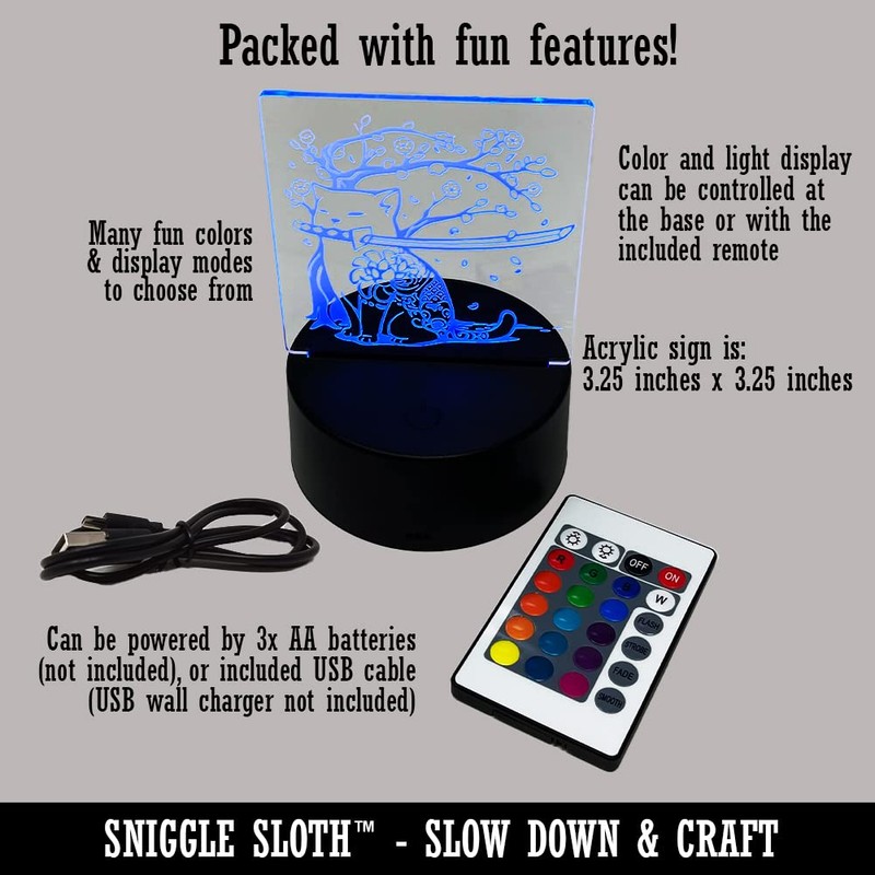 Sniggle Sloth Graduation Caps Repeating Pattern 3D Illusion LED Night