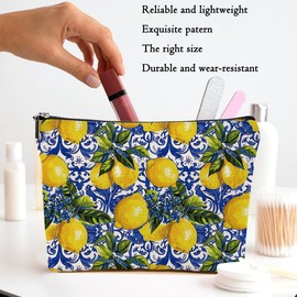 Lemon Bag Italy Travel Essentials Makeup Cosmetic Toiletry Bag for Women Girl Manager - Italian Gifts for Travelers Christmas Thanksgiving Vacation Bridal Shower