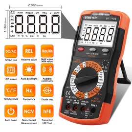 BTMETER BT-770S Multimeter Manual Ranging Electric Meter, for AC DC Volt Amp Ohm Capacitance Frequency with Continuity Tester, Auto Backlit for Automotive Hobbyist Electrical Home