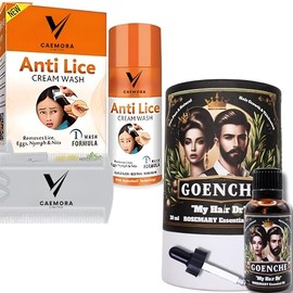Caemora Anti-Lice Cream and Goenche Rosemary Hair Oil 30ml Combo-Pack | Kill Head Lice, Nymph and Nit Eggs Solution | Hair Growth Oil Treatment