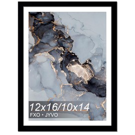 Fxojyvo 12x16 Frame Black, Display Picture 10x14 with Mat or 12 x 16 Without Mat, Wall Hanging Large Picture Frame for Diamond Art Painting 30x40cm - 1 Pack