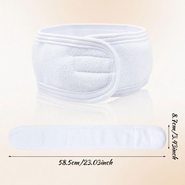 TUONYIS 6 Pcs Spa Facial Headband,Facial Women Makeup Hairband,Skincare Hair Band Towel Headband With Adjustable Magic Sticker (White, One Size)