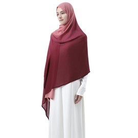 wocharm Women Hijab Soft Modal Jersey Scarf Muslim Hijabs for Women, Ombre Gradient Color Long Head Wrap Shawl (Purple Rose & Pink)