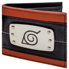 Shinobi Ninja Konoha Village Silver Headband Emblem Wallet/Purse Folding ID Card Holder Black, black, Standard size, Casual