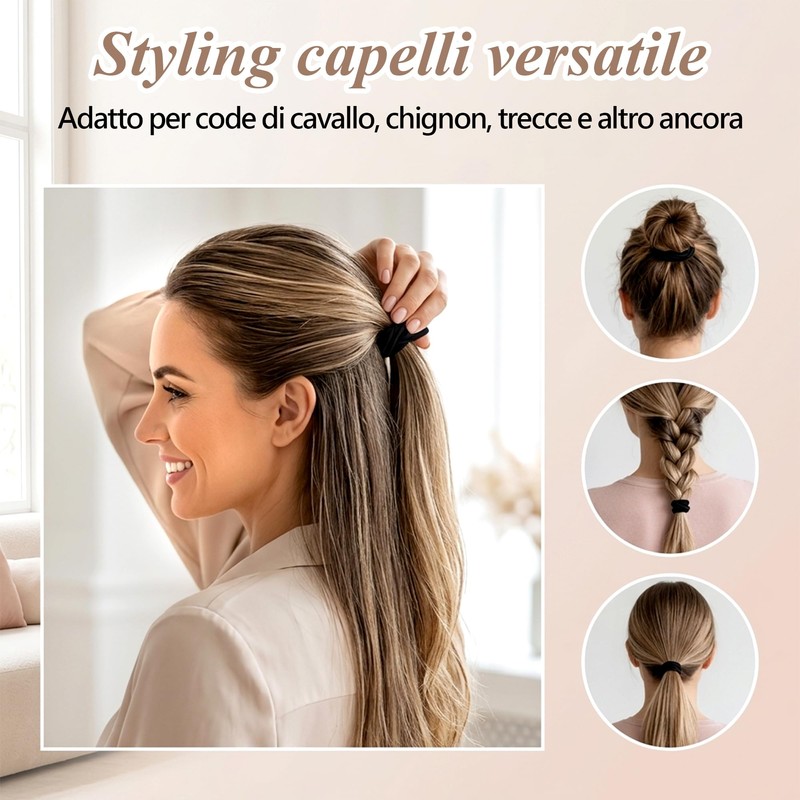 200 Pezzi Elastici per Capelli, 2mm Legami Coda di Cavallo