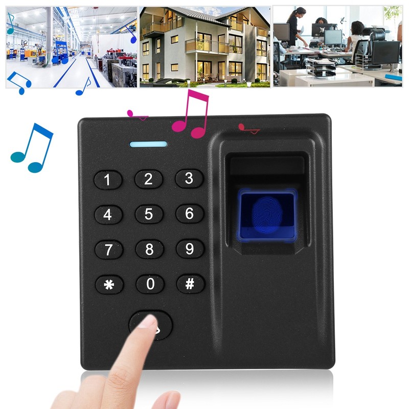 Access Control System Keypad Fingerprint Card Reader Password Black DC12V