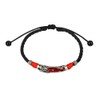Ancient Tribe Handmade Adjustable Leather Anklet,Black (Red)