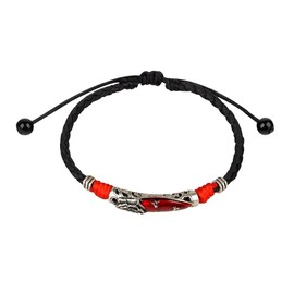 Ancient Tribe Handmade Adjustable Leather Anklet,Black (Red)