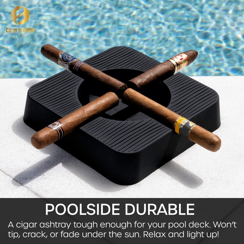 Outdoor Cigar Ashtray, Unbreakable Silicone Ashtray for Outside Patio, Pool,