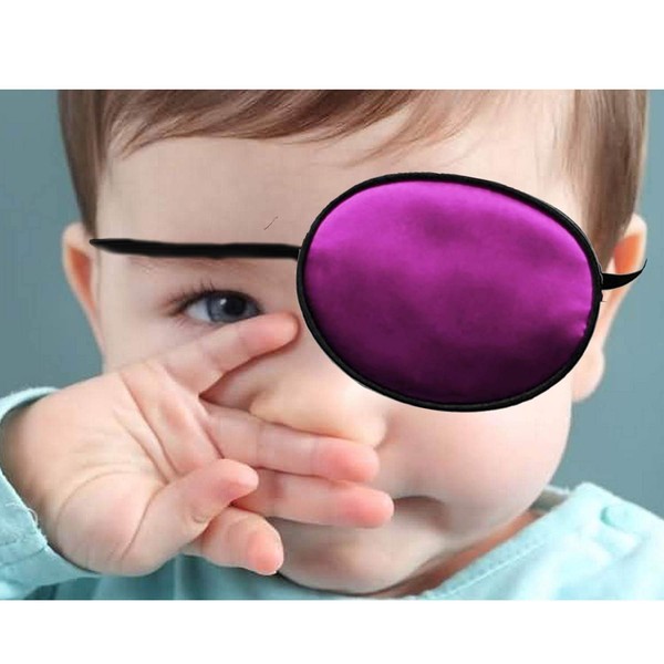 Silk Elastic Eye Patches,Amblyopia Strabismus No Leakage Lazy Eye Patches Adjustable Smooth Soft and Comfortable Visual Acuity Recovery Eye Patch for kids 2 Pack(Black and Pink)
