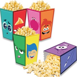 Junyaoii 24pcs Cute cartoon Party Popcorn Boxes ,Cartoon Popcorn Treat Boxes Dessert Cookie Trays for Birthday Party Decorations