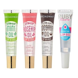 Broadway Vita-Lip Clear Brillo de labios 5 oz14 ml (3 unidades, aceite de menta, coco y rosa mosqueta) (juego de 4 unidades)                          
