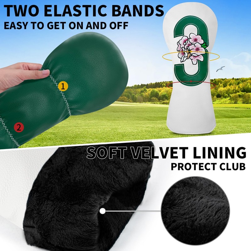 Golf Headcovers Golf Club Head Covers Advanced Embroidery Cherry Blossom