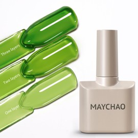 MAYCHAO 15ML Jelly Spring Green Gel Nail Polish 1Pc Transparent Green Gel Polish Soak Off UV LED Translucent Nail Polish Nail Art Starter Manicure Salon DIY at Home, 0.5 OZ