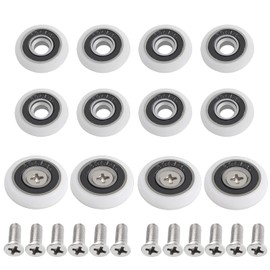 12 Sets Shower Door Wheels, Rollers Replacement Part for Bathroom Glass Door Runners，Curved Shower Doors Pulley ，Outside Diameter 23mm and 25mm