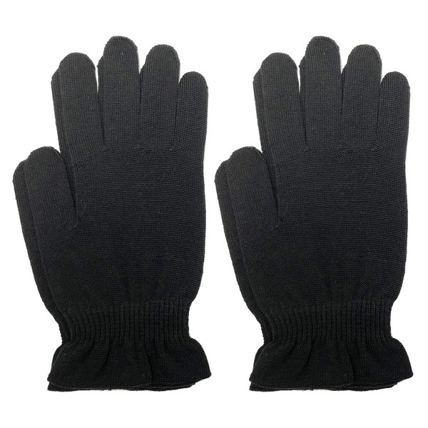Silk Gloves, Prevents Rough Hands, Moisturizing, Hand Care While Sleeping, Good Morning Feeling, Sleep Gloves, Loose and Gentle Fit, Made in Japan, Black, 2 Pairs