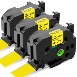 Upwinning Tz 651 24 mm Yellow Compatible with Brother P-Touch Bands 24 mm Yellow Tze 651 Tze-651, as Replacement for Brother Tze 24 mm Yellow for Brother P Touch D600 P700 P710BT P750W 2430 E550W,