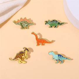 5Pcs Cute Dinosaur Enamel Pins Colorful Animal Brooch Badge Cartoon Different Themes Dinosaur Lapel Pin Alloy Brooch Badge Pin for Clothing Bags Accessory