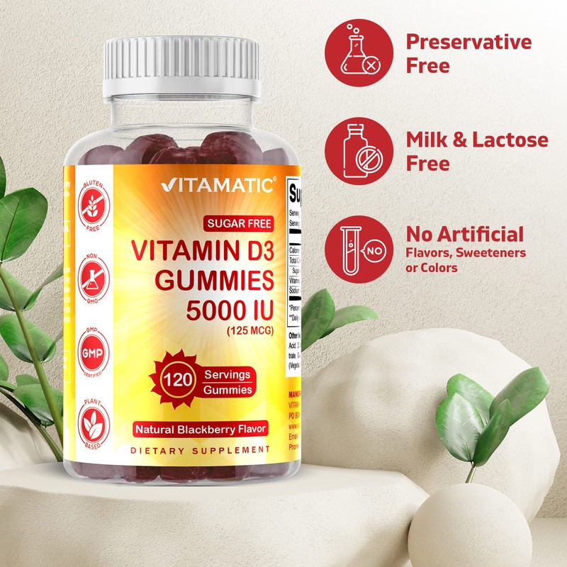 Vitamatic Sugar Free Vitamin D3 5000 IU - 120 Pectin